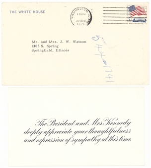 1963 White House Response Card on Behalf of John F. Kennedy & Jaqueline Kennedy 